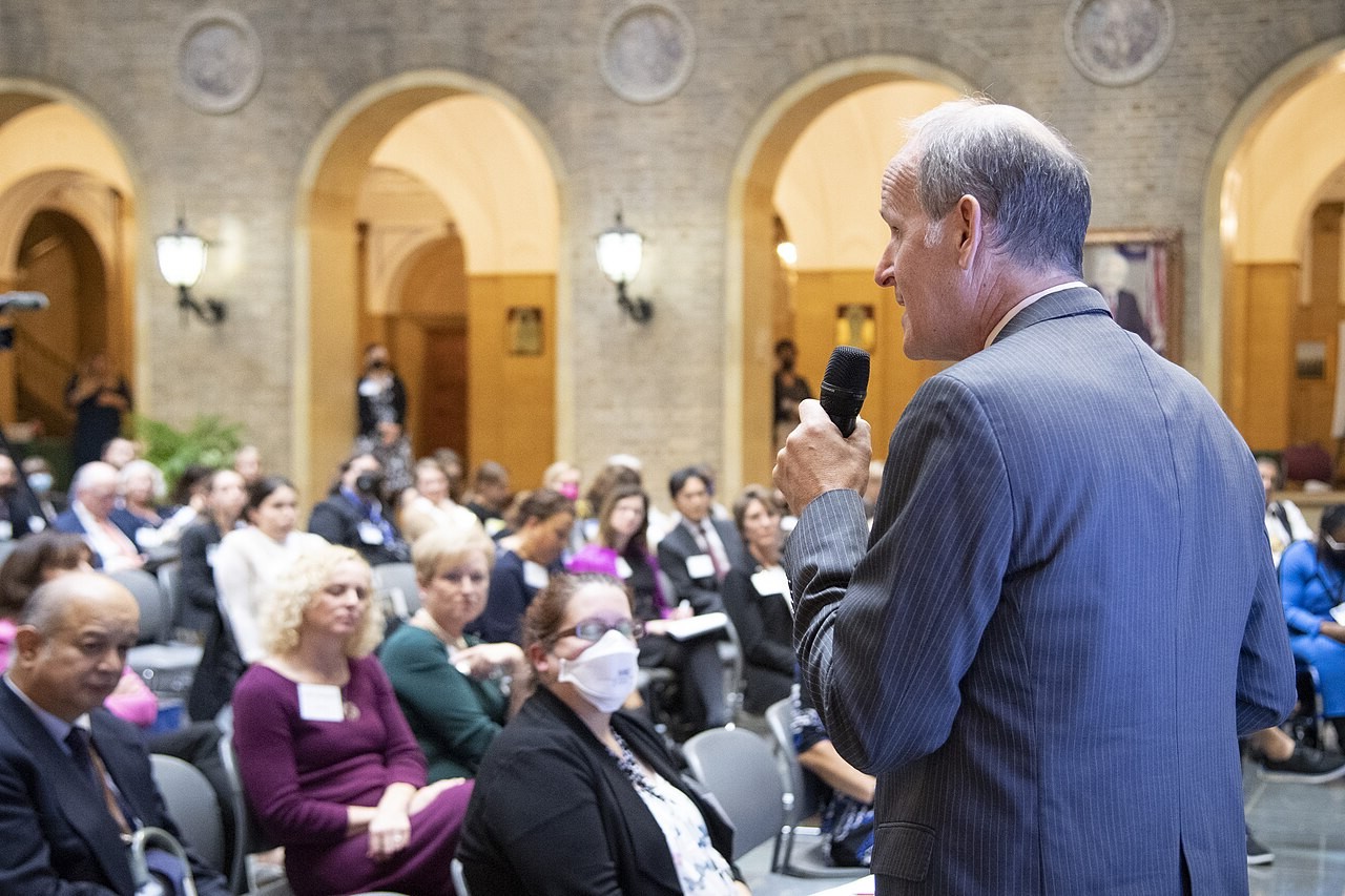 Conference audience at clinical data presentation